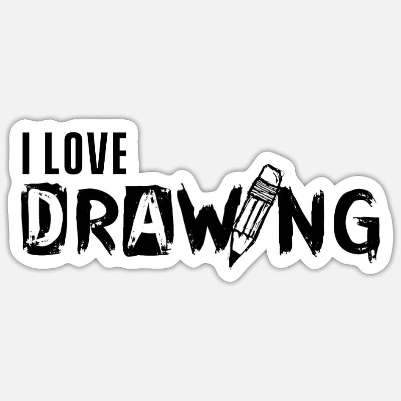 Dessin de dessin Dessin - Sticker taille S (10 x 10 cm) - blanc mat