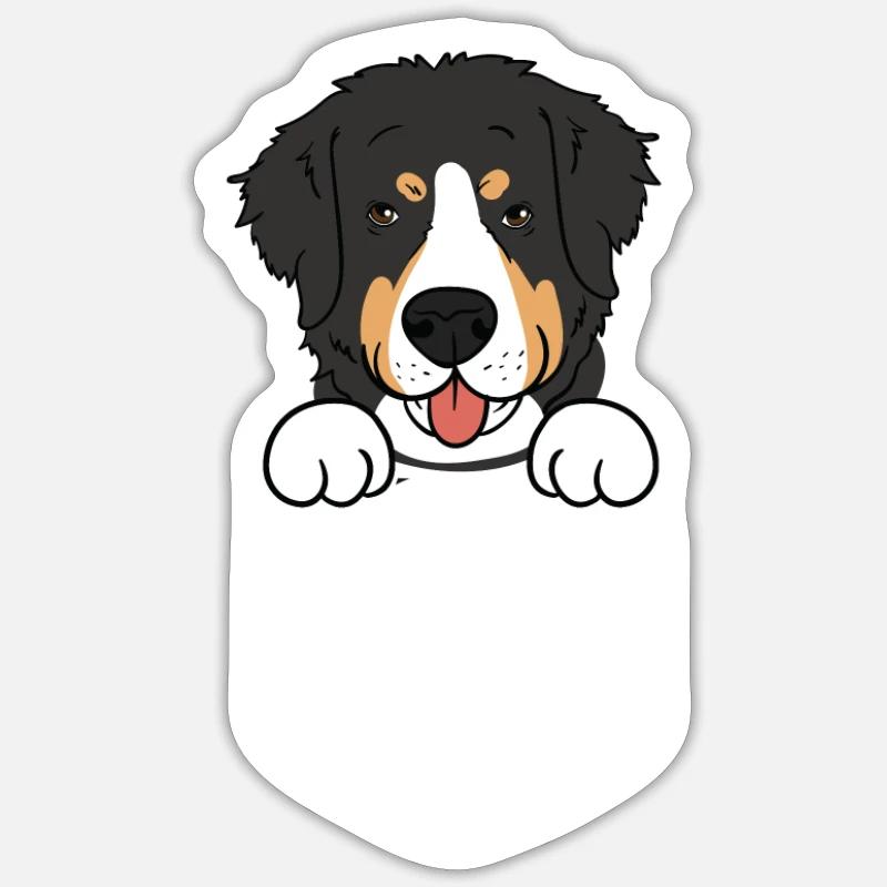 Berner Sennenhund Hund Tasche Pocket Geschenk - Sticker Größe S (10 x 10 cm) - Mattweiß