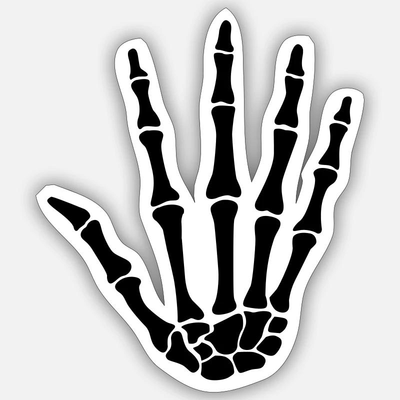 skull hand - knochen hand - Sticker taille S (10 x 10 cm) - blanc mat