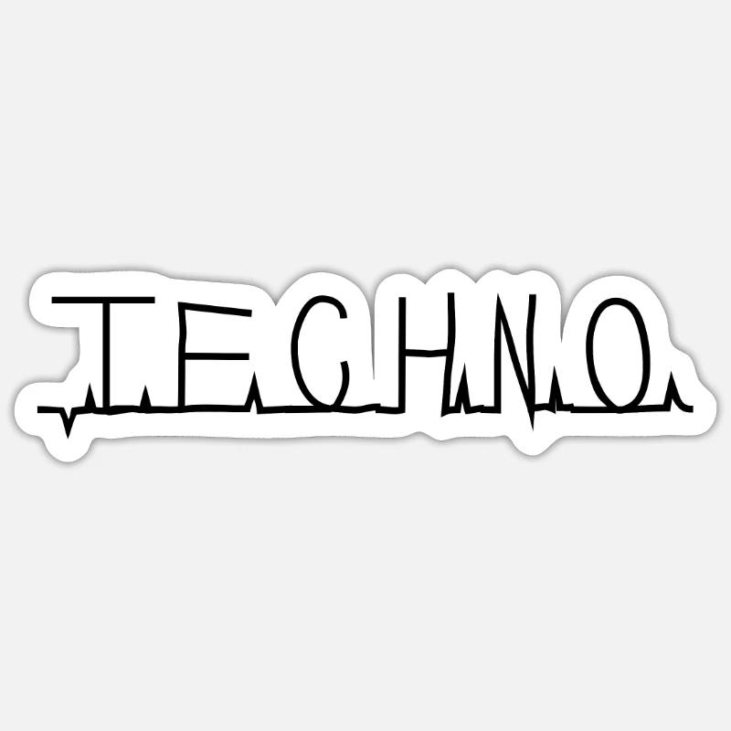 Techno - Sticker Größe S (10 x 10 cm) - Mattweiß