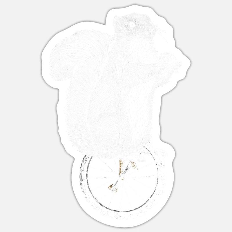 Eichhörnchen Einrad - Sticker Größe S (10 x 10 cm) - Mattweiß