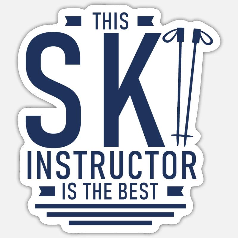 Moniteurs de ski - Sticker taille S (10 x 10 cm) - blanc mat