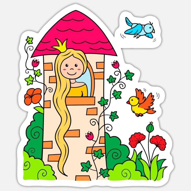 Raiponce - Sticker taille S (10 x 10 cm) - blanc mat