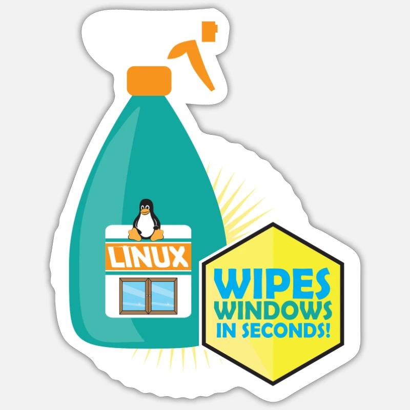 Funny Linux Penguin Tux Cleaner Gift Computer Sticker size S (10 x 10 cm)