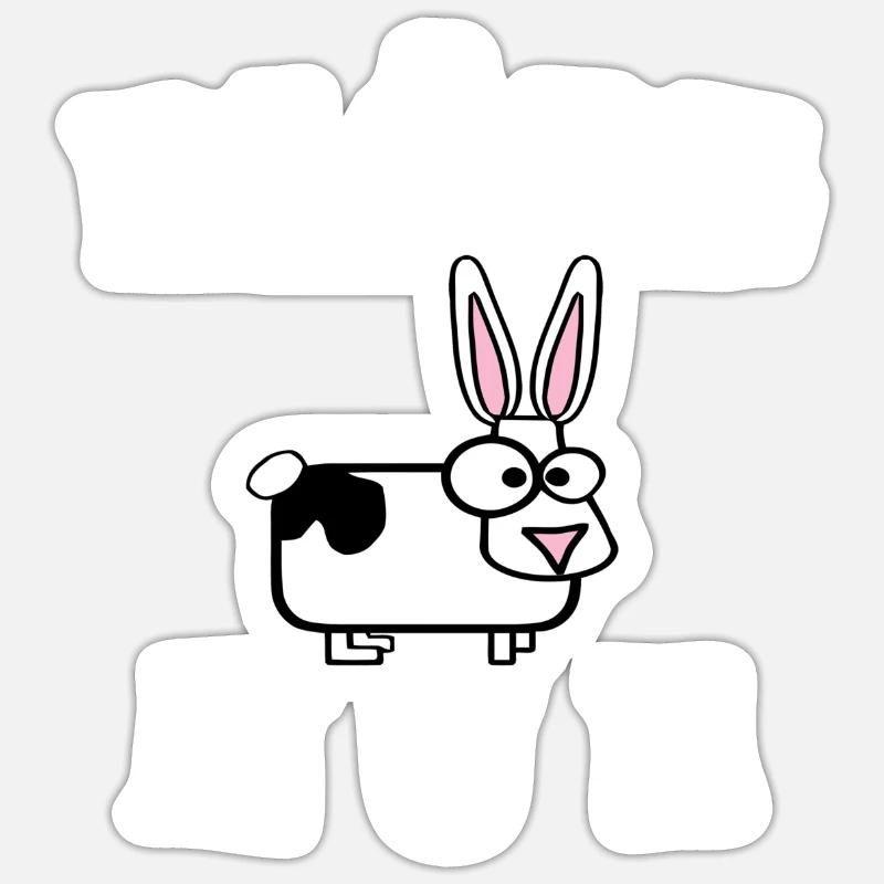 Vache stupide en costume de lapin - Sticker taille S (10 x 10 cm) - blanc mat