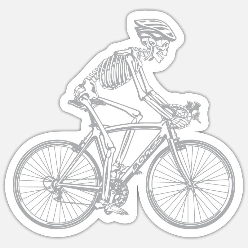 Skeleton Skull Biker - Sticker taille S (10 x 10 cm) - blanc mat