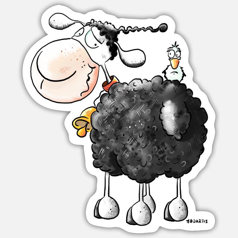 Divertente Pecora - Pecore- Cartoon - Sticker formato S (10 x 10 cm) - bianco opaco