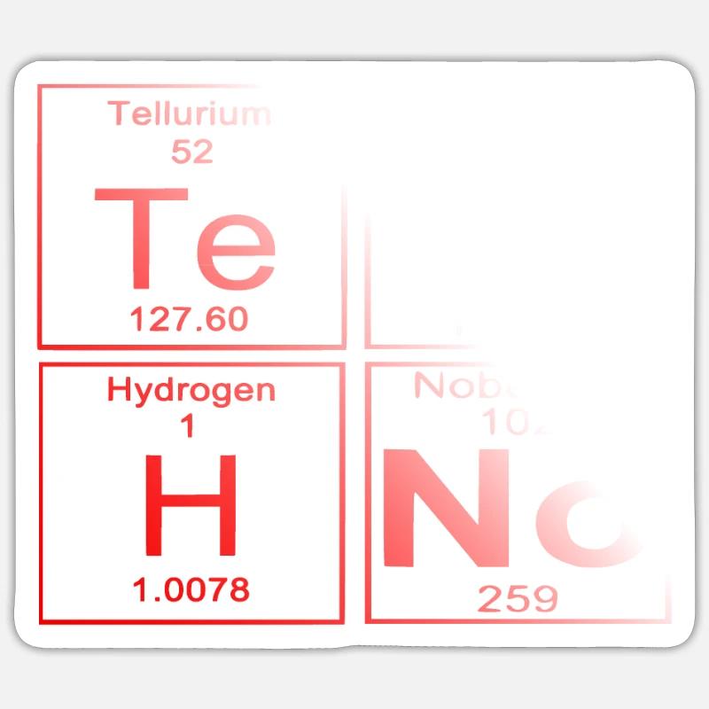 Techno Elemente T-Shirt Periodensystem der Element - Sticker Größe S (10 x 10 cm) - Mattweiß