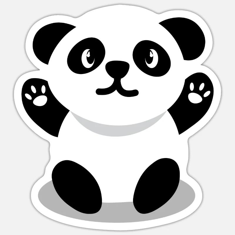 Dessin animé panda heureux - Sticker taille S (10 x 10 cm) - blanc mat