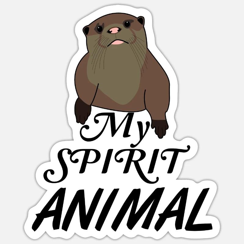 Loutre mon esprit animal - Sticker taille S (10 x 10 cm) - blanc mat