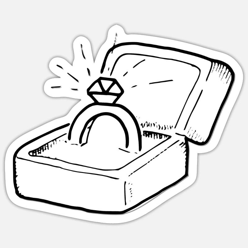 Heirate mich! Diamant Ring Klunker Antrag Geschenk - Sticker Größe S (10 x 10 cm) - Mattweiß