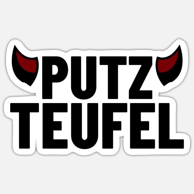 Putzteufel - Putzfimmel - Sticker Größe S (10 x 10 cm) - Mattweiß