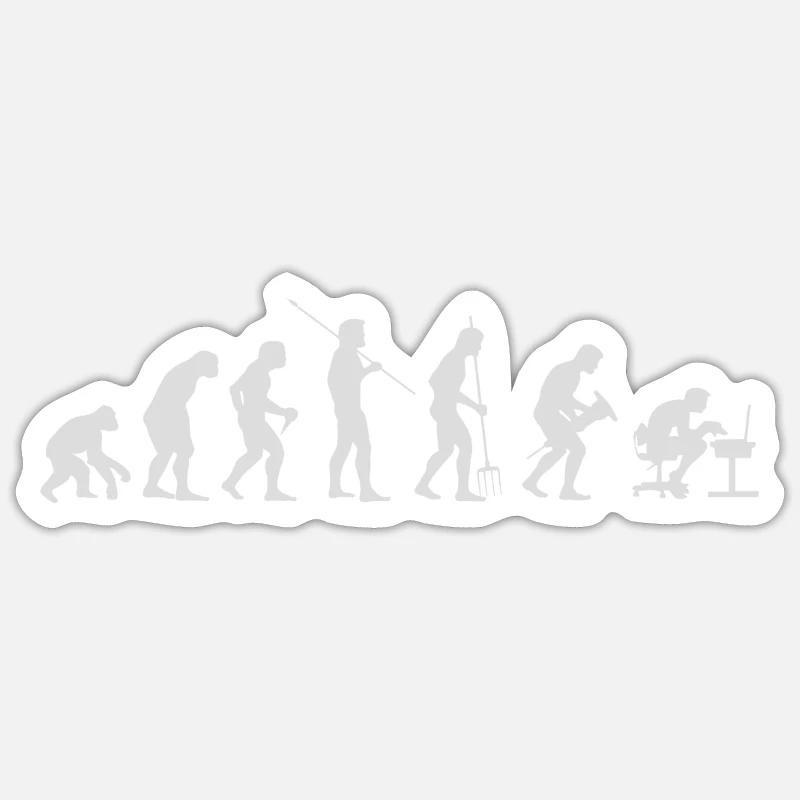 Informaticien Evolution - Sticker taille S (10 x 10 cm) - blanc mat