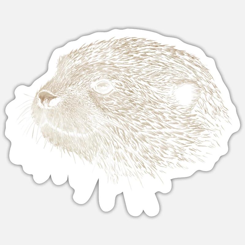 Otter drawing Cool expression Marten gift Sticker size S (10 x 10 cm)