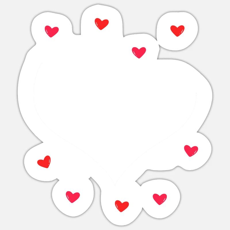 Cheval et chien forme coeur - Sticker taille S (10 x 10 cm) - blanc mat
