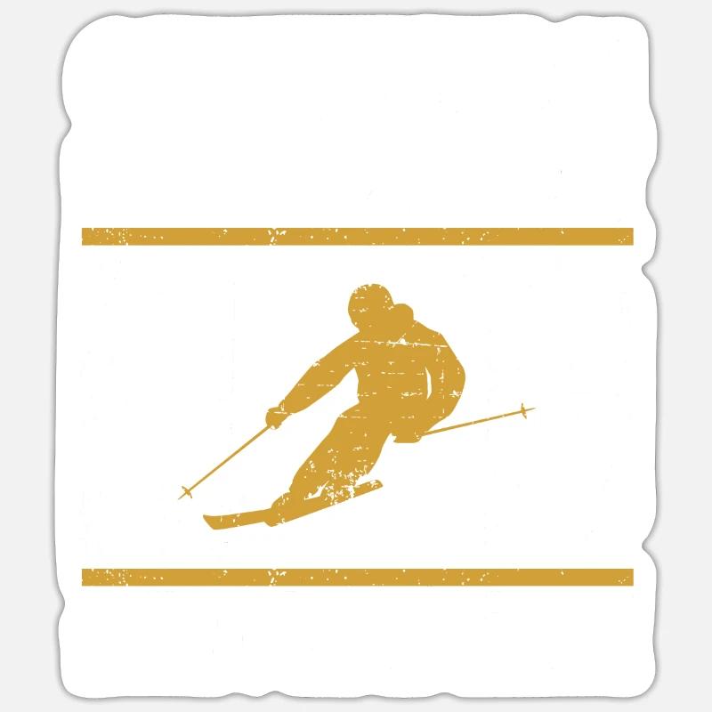 Skiing Dad - Sticker Größe S (10 x 10 cm) - Mattweiß