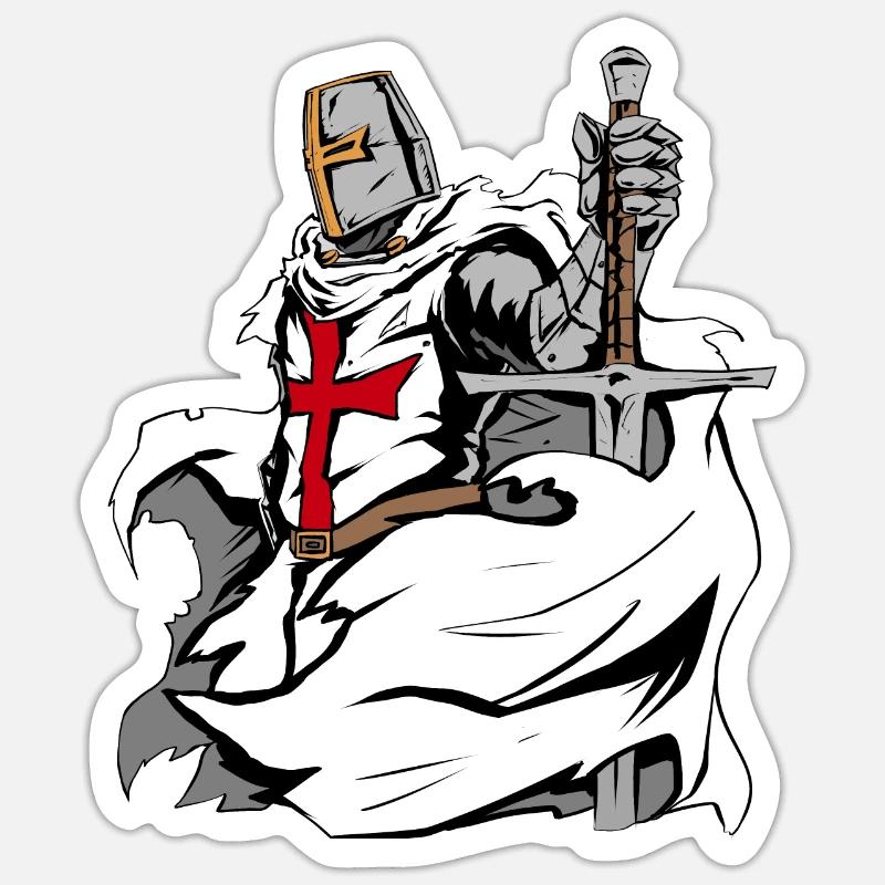 Tempelridder Sværd Cross Deus Vult - Sticker størrelse S (10 x 10 cm) - mat hvid