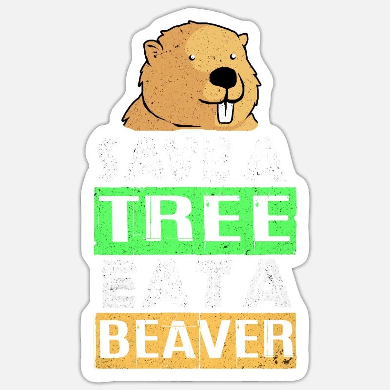 Biber - Sticker Größe S (10 x 10 cm) - Mattweiß