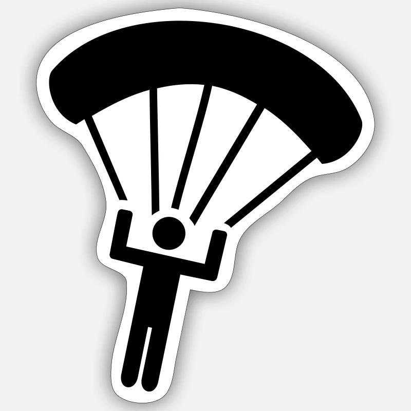Parachutisme - Sticker taille S (10 x 10 cm) - blanc mat