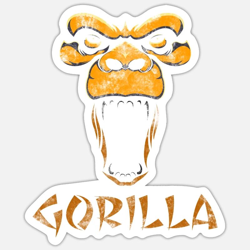 Affe Gorilla - Sticker størrelse S (10 x 10 cm) - mat hvid