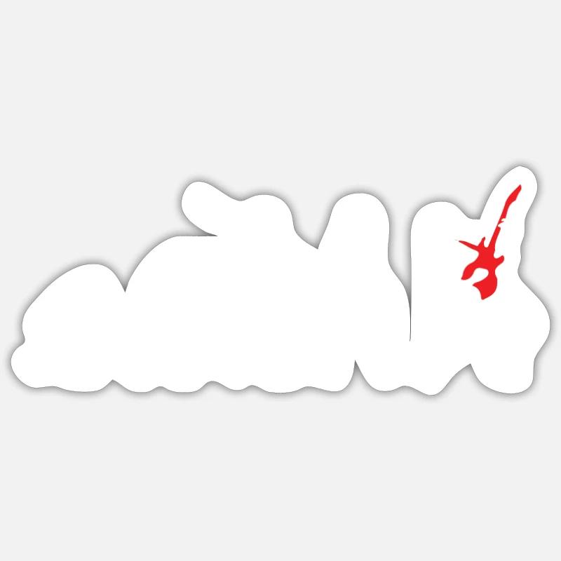 guitare - Sticker taille S (10 x 10 cm) - blanc mat