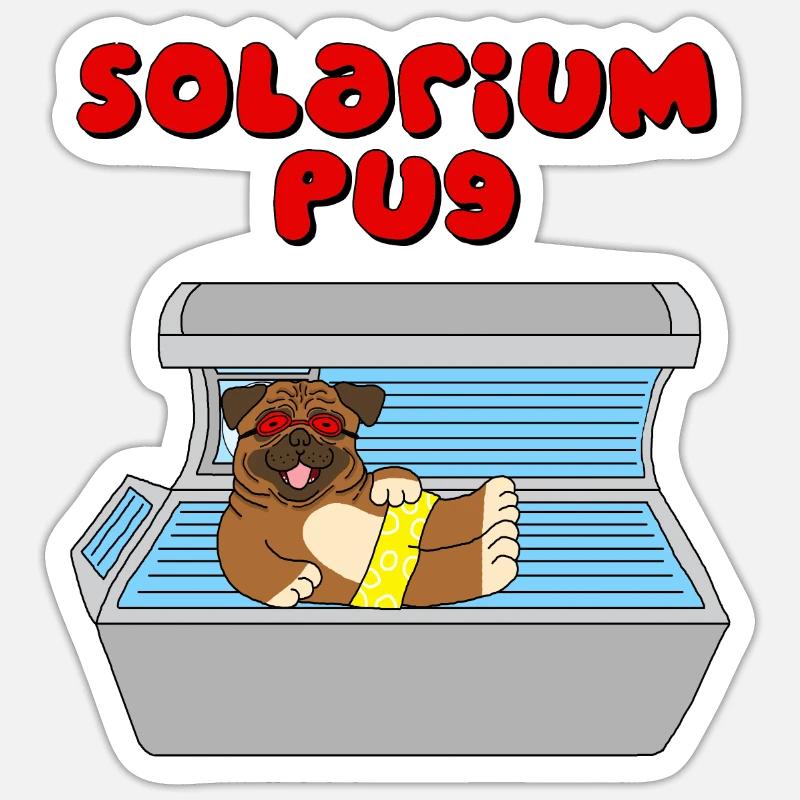 solarium mops pug Sticker Größe S (10 x 10 cm)