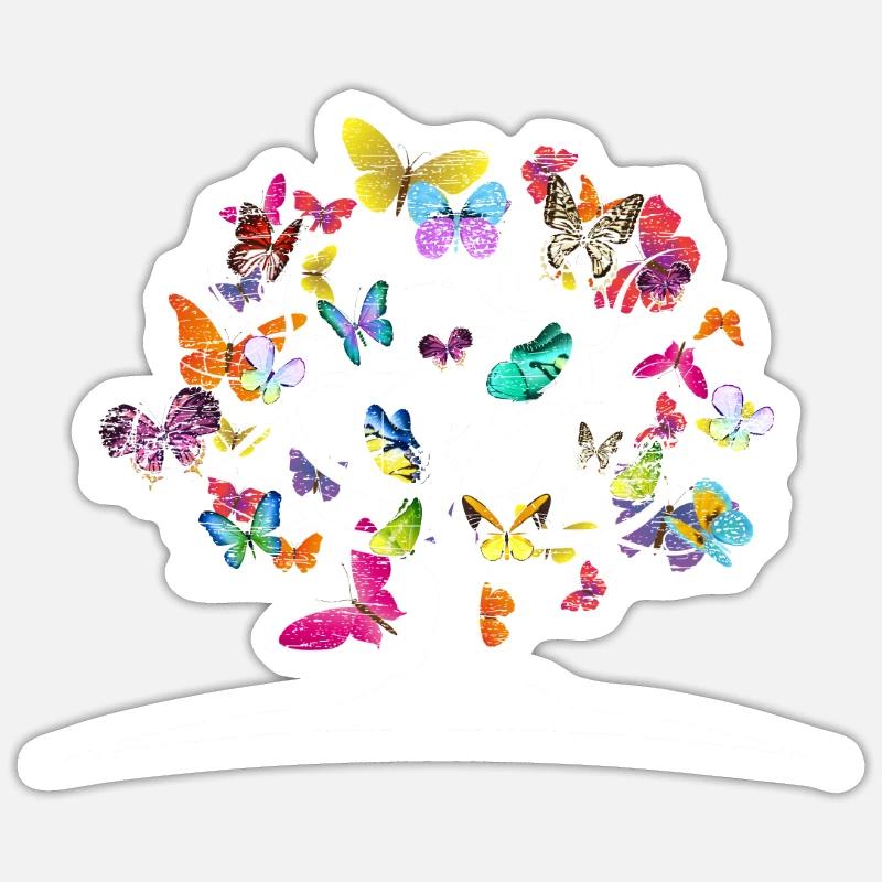 Papillon papillon - Sticker taille S (10 x 10 cm) - blanc mat