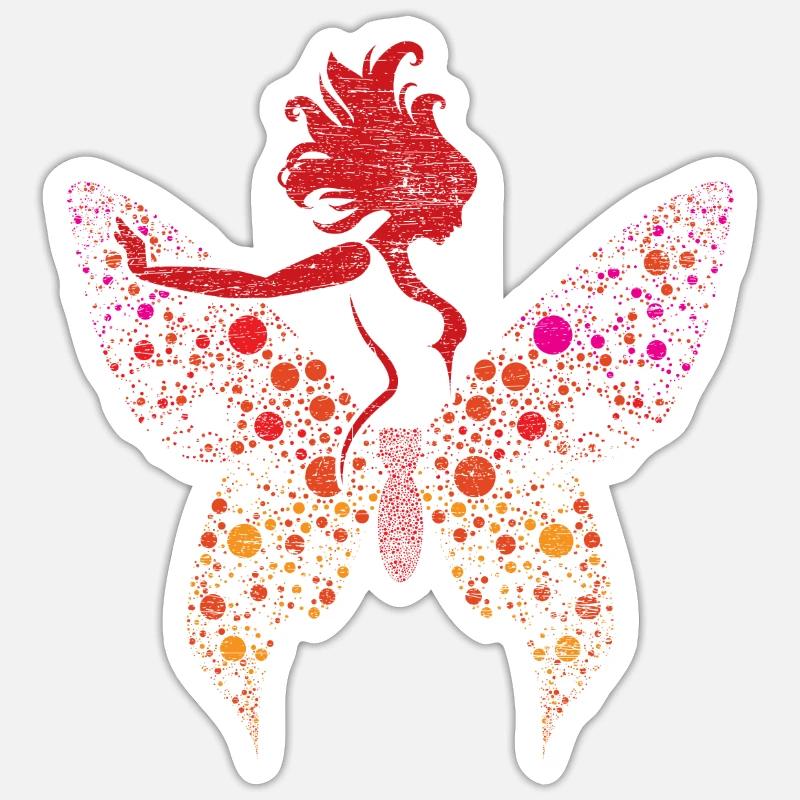 papillon - Sticker taille S (10 x 10 cm) - blanc mat