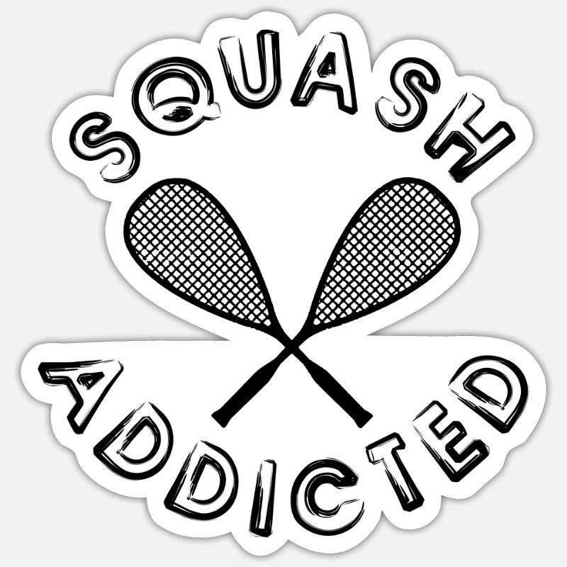 Accro au squash - Sticker taille S (10 x 10 cm) - blanc mat