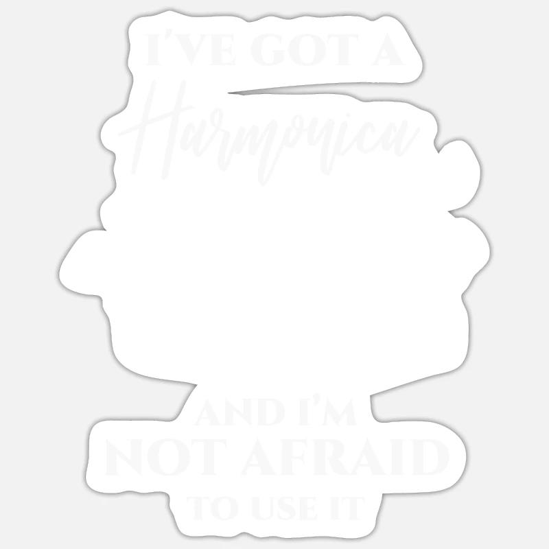 Harmonica - Harmonica Player - Partition - Sticker taille S (10 x 10 cm) - blanc mat