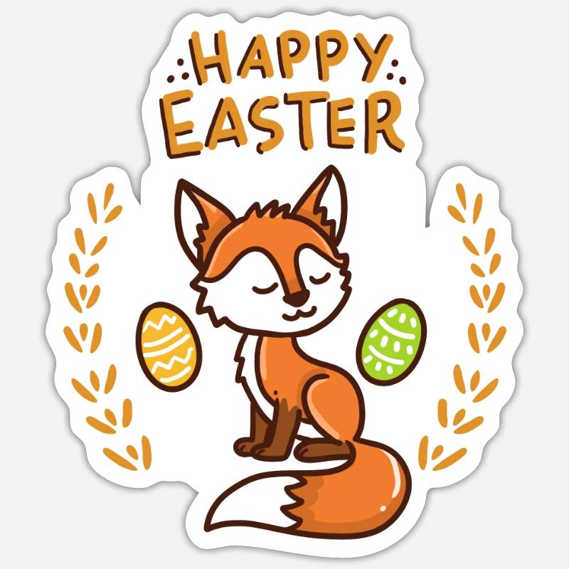 Fox - Vixen - Easter - Happy Easter - Gift Sticker size S (10 x 10 cm)
