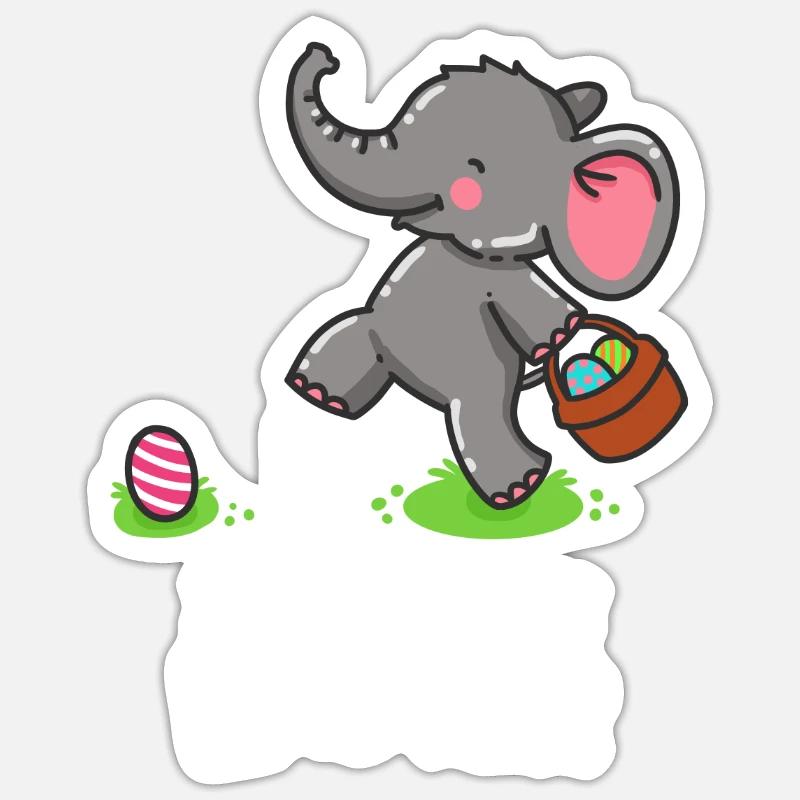 Elephant - Elephants - Easter - Happy Easter Sticker size S (10 x 10 cm)