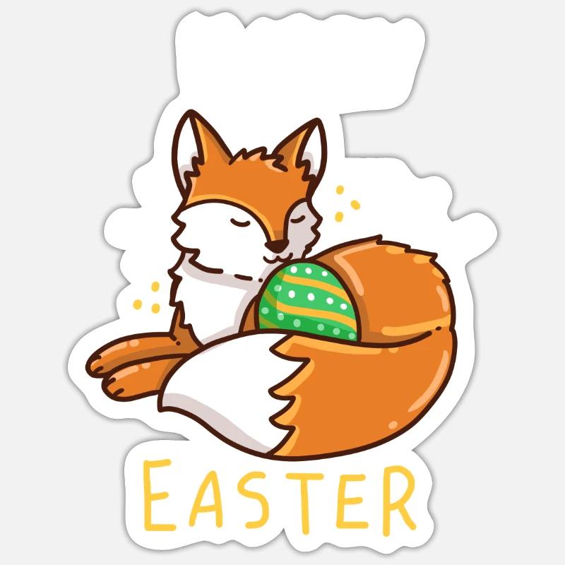 Fox - Vixen - Easter - Happy Easter - Gift Sticker size S (10 x 10 cm)