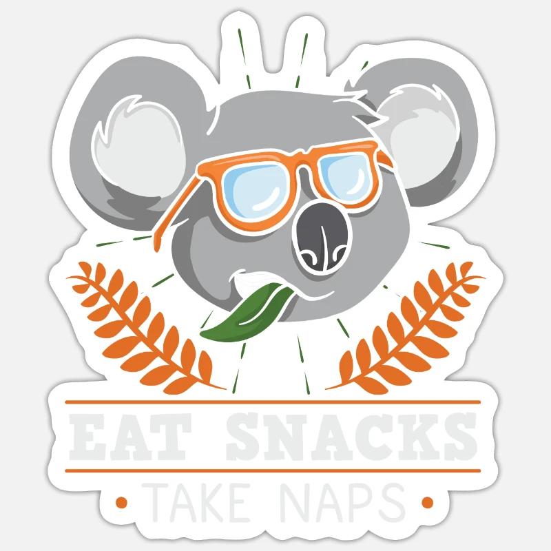 Snacks Siesta Sleeping Koala Chill Gift Sticker size S (10 x 10 cm)