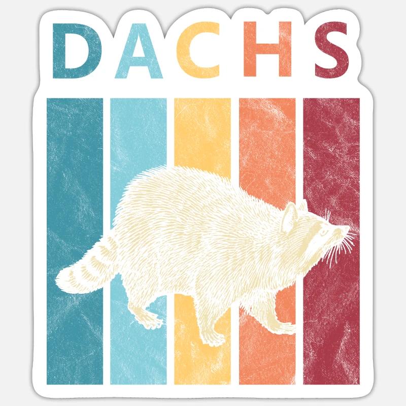 Dachs Retro - Sticker Größe S (10 x 10 cm) - Mattweiß