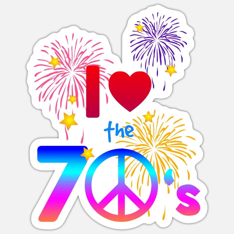 70er Liebe - Sticker Größe S (10 x 10 cm) - Mattweiß