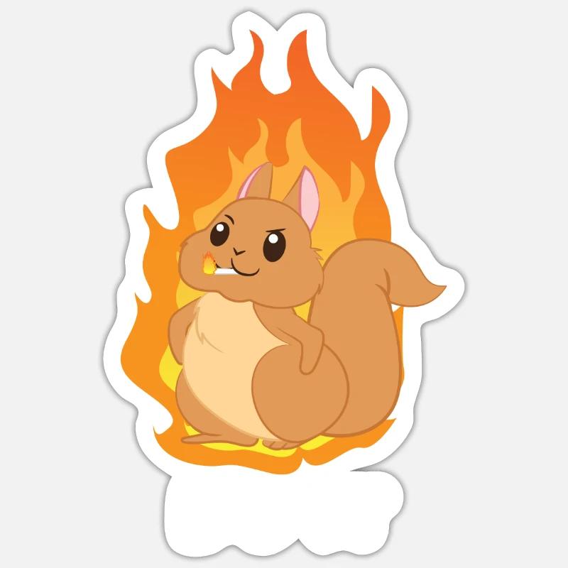 Eichhörnchen - Feuer - Eichkätzchen - Geschenk Sticker Größe S (10 x 10 cm)