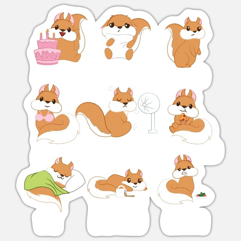 Eichhörnchen - Emotionen - Eichkätzchen - Geschenk Sticker Größe S (10 x 10 cm)