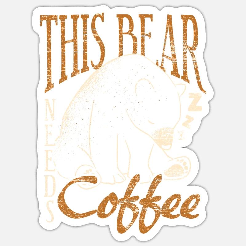 Bär Kaffee - Sticker Größe S (10 x 10 cm) - Mattweiß