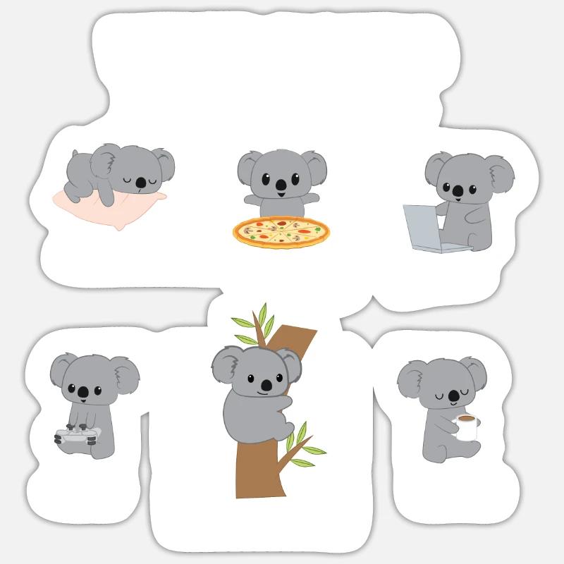 Koala - Ours Koala - Ours Koala - Introverti - Nerd - Sticker taille S (10 x 10 cm) - blanc mat