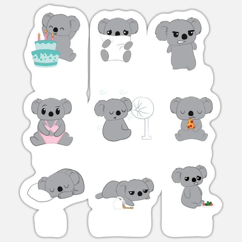 Koala - Koala Bär - Koalabär - Geschenk - Emoticon - Sticker Größe S (10 x 10 cm) - Mattweiß