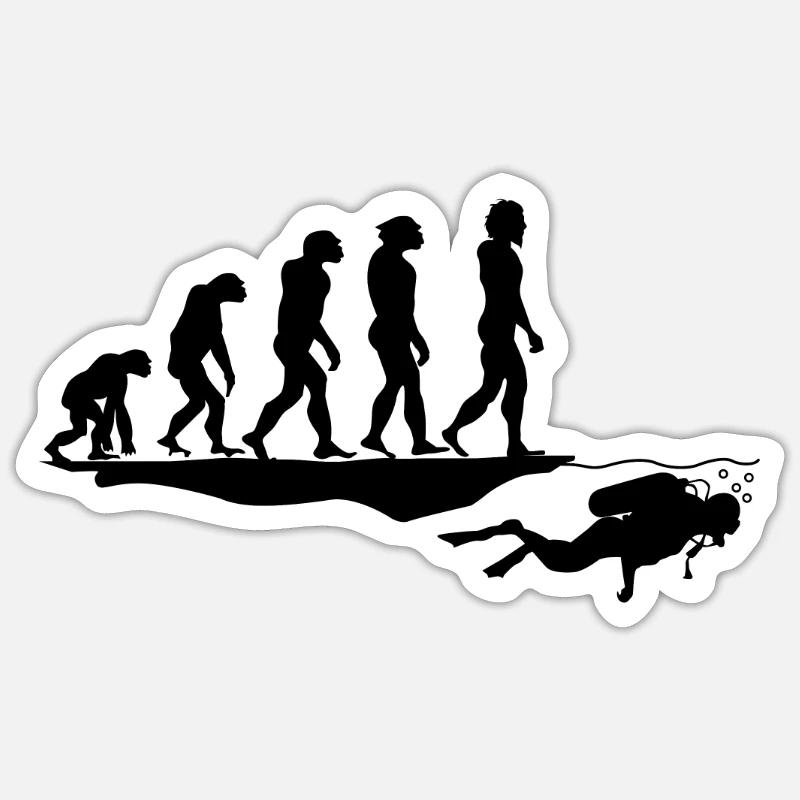 Taucher tauchen Evolution Sticker Größe S (10 x 10 cm)