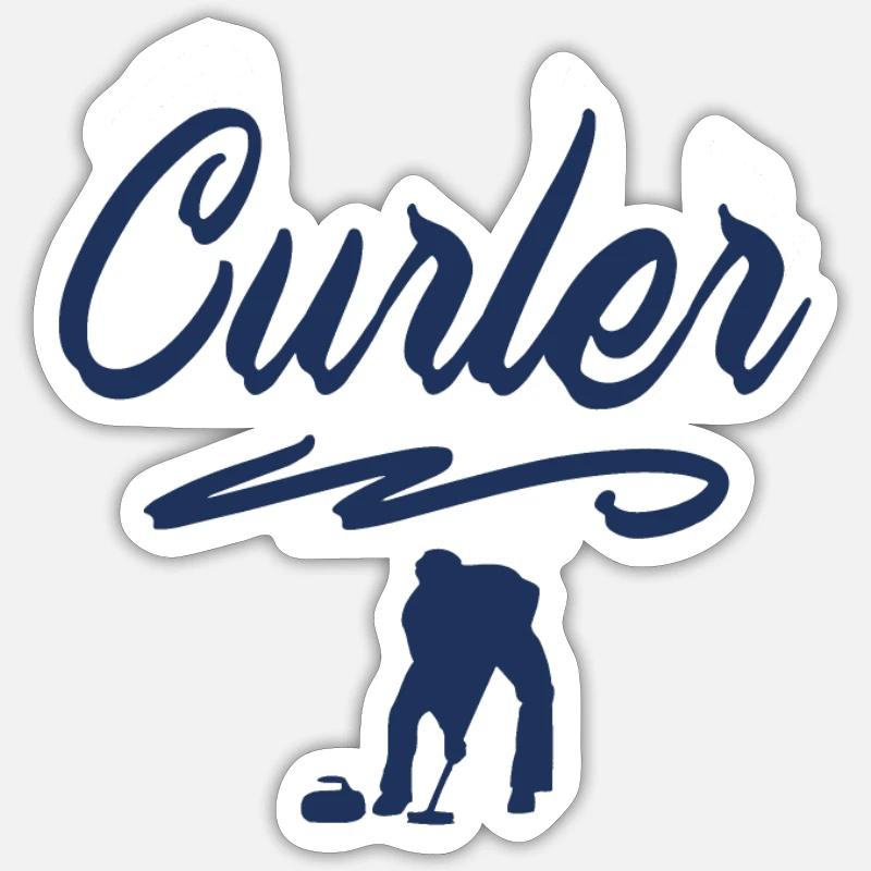 Curling Curling Curling Curling - Sticker Größe S (10 x 10 cm) - Mattweiß