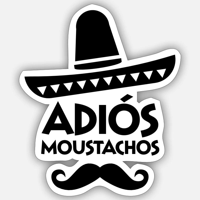 Adiós Moustachos - Sticker taille S (10 x 10 cm) - blanc mat