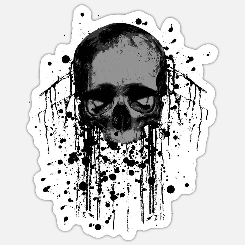 Crâne avec des taches - Sticker taille S (10 x 10 cm) - blanc mat