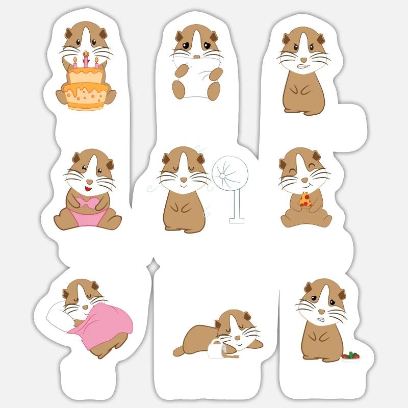 Cochon d'Inde - cochons d'Inde - émotions - émoticône - Sticker taille S (10 x 10 cm) - blanc mat