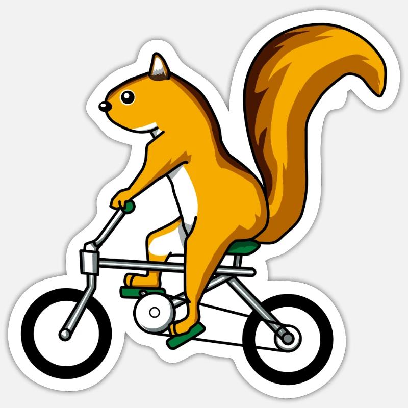 Squirrel Bicycle Chipmunk Rodent - Sticker size S (10 x 10 cm) - white matte