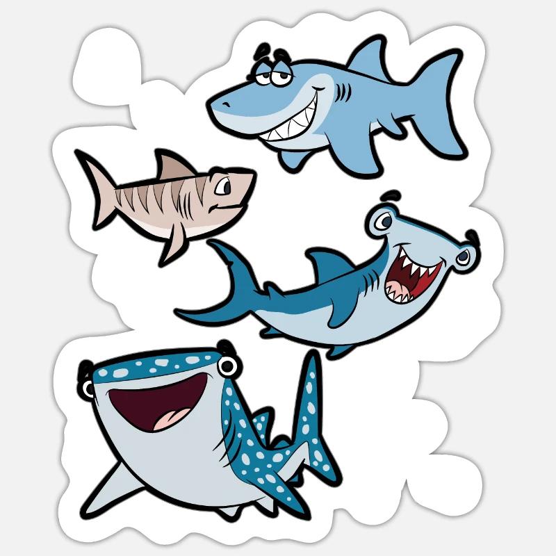 Hammerhai requin blanc requin requin requin - Sticker taille S (10 x 10 cm) - blanc mat