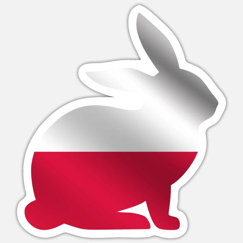 Polska Rabbit | Pologne drapeau polonais - Sticker taille S (10 x 10 cm) - blanc mat