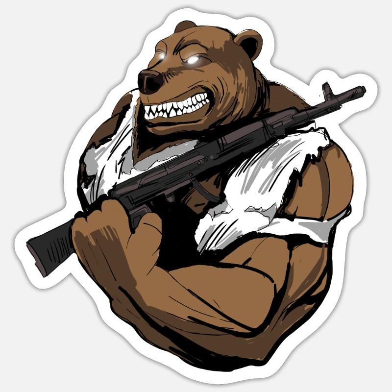 Bär mit der Waffe Sticker Größe S (10 x 10 cm)